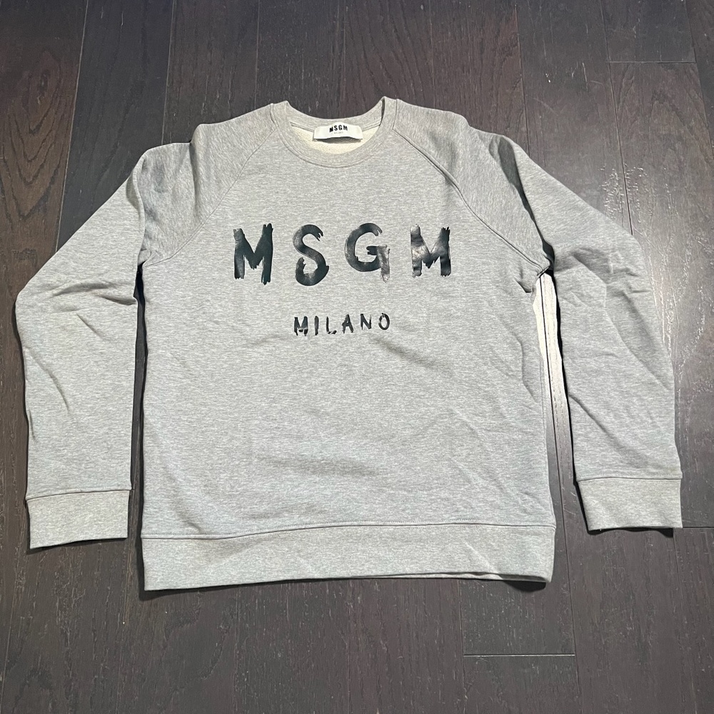 MSGM Milano Long Sleeved Cotton Crew Neck Sweatshirt Grey Size Small women